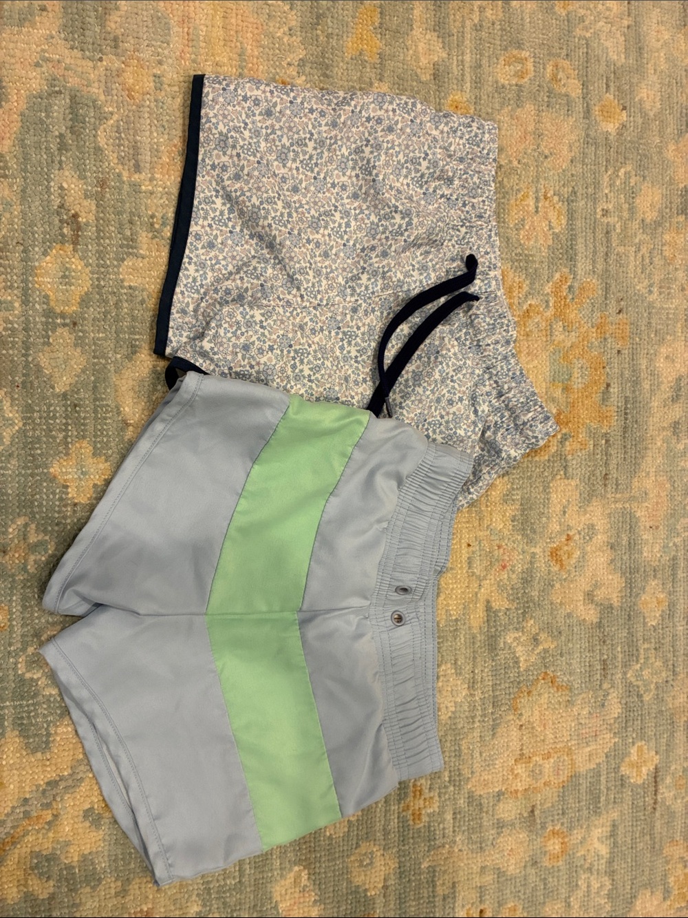Boys minnow swim Light Blue & Green Colorblock and blue floral